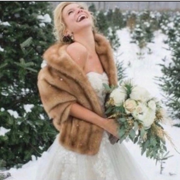 VTG Brown Mink Fur Stole Wrap Shawl Cape With Pockets Women's OS - Picture 12 of 16